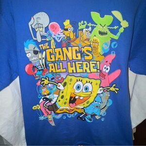 VTG Nickelodeon SpongeBob SquarePants The Gang's All Here L/S Boys XL  14/16